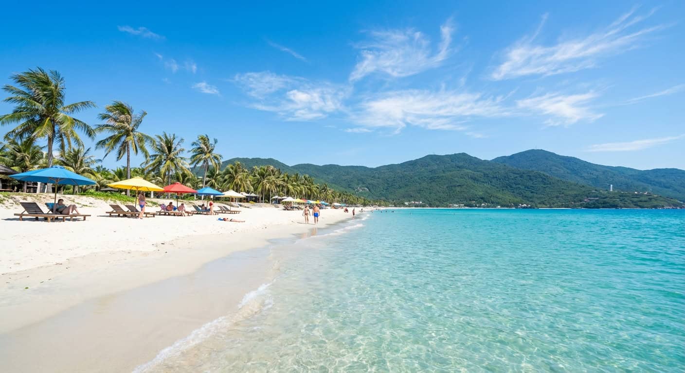 Perfect beach day at My Khe Beach Da Nang with clear turquoise water and white sand