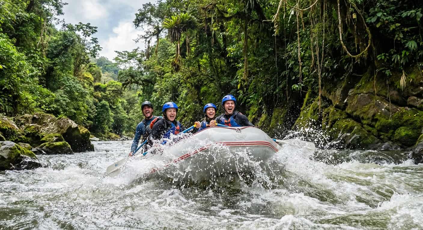 Group white water rafting adventure
