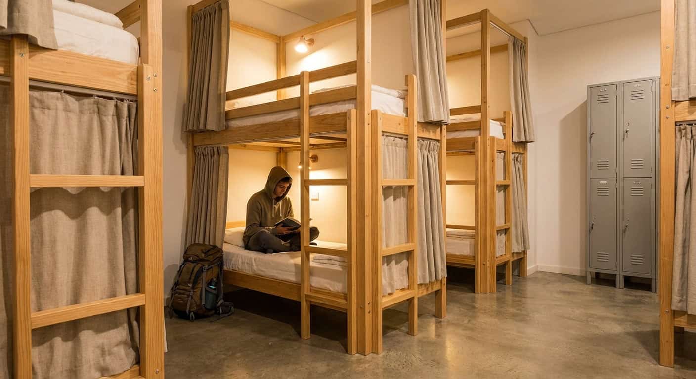 Modern hostel dorm room