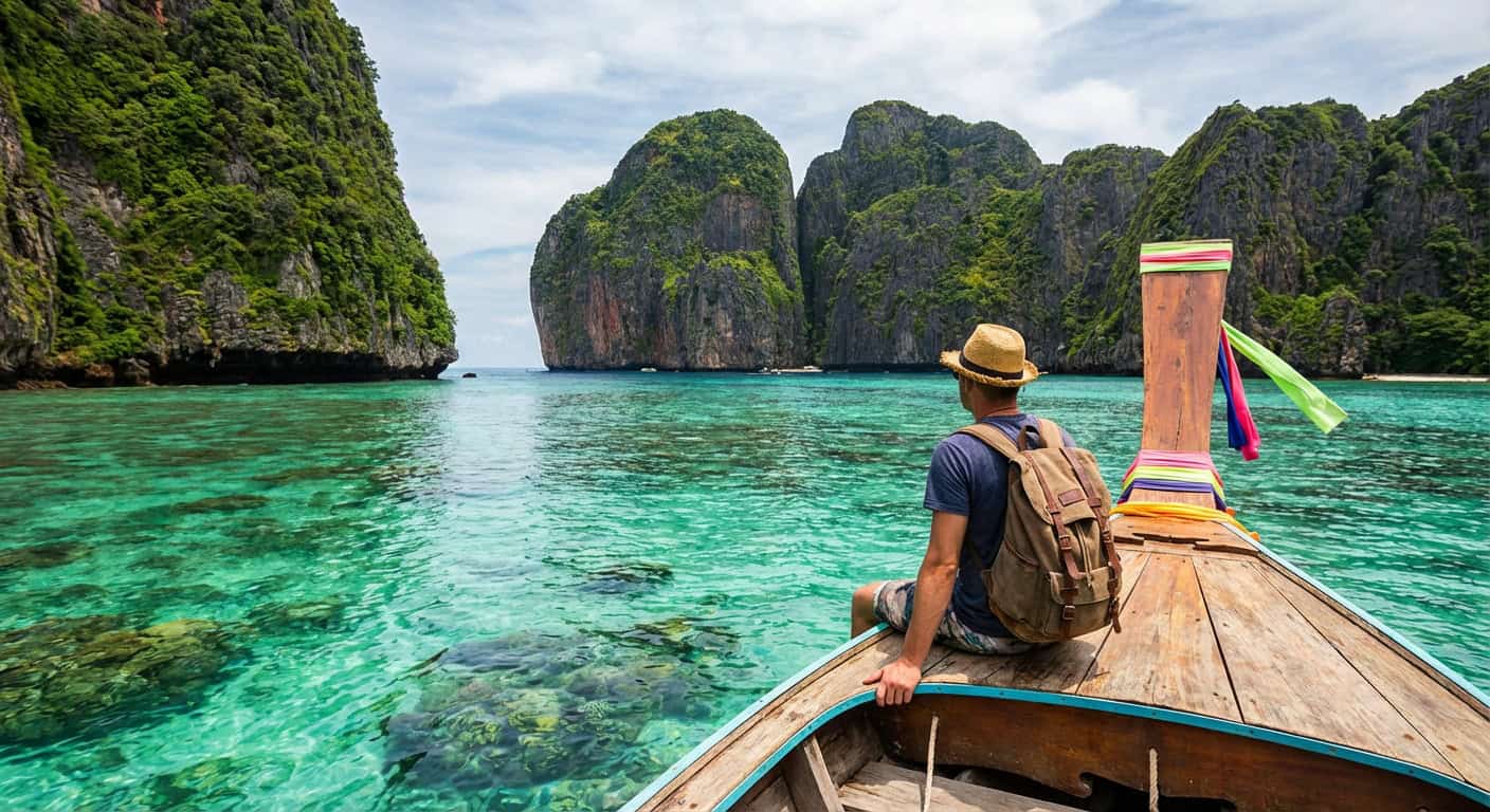 Longtail boat at Maya Bay Thailand