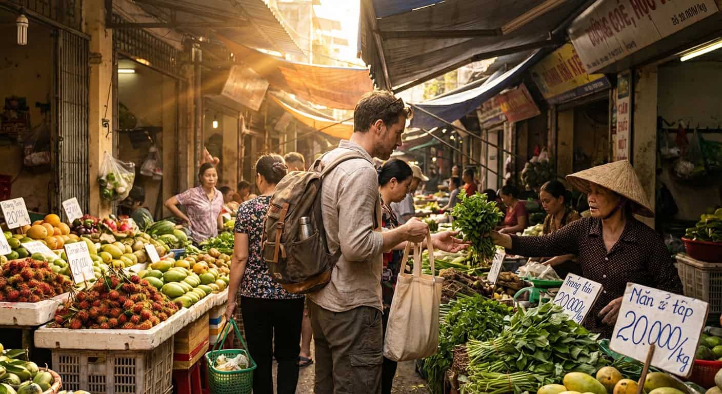 Local morning market shopping