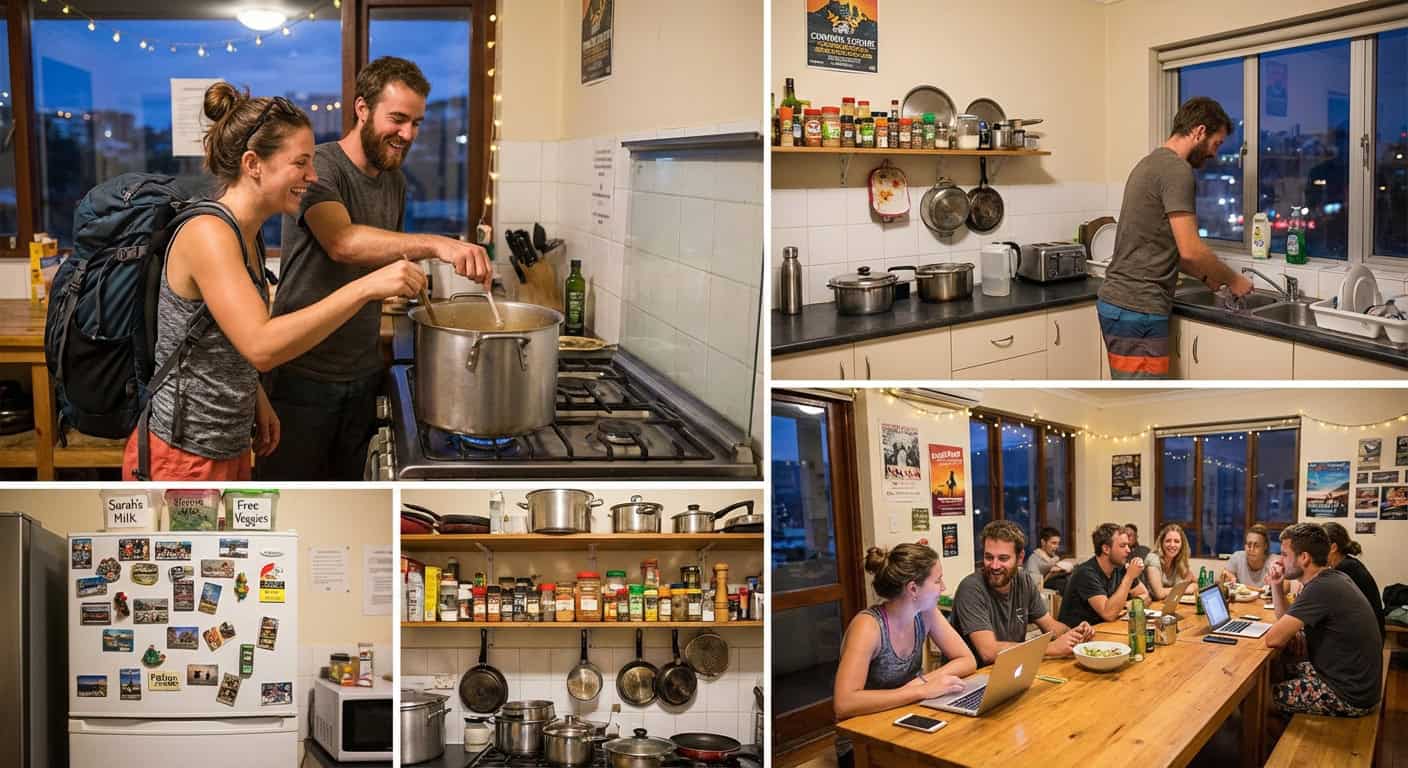 Hostel communal kitchen
