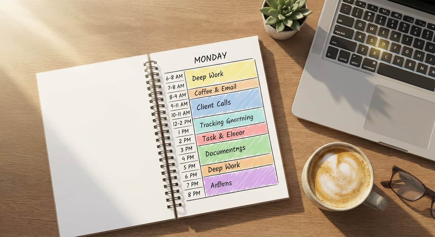 Time-blocked planner for productivity