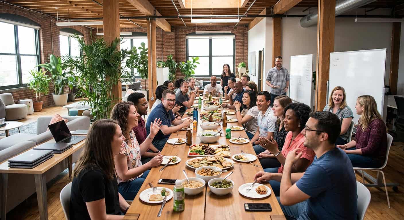 Coworking space community lunch