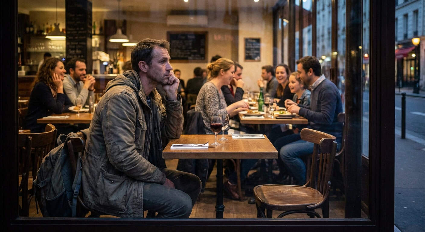 Solo traveler experiencing loneliness