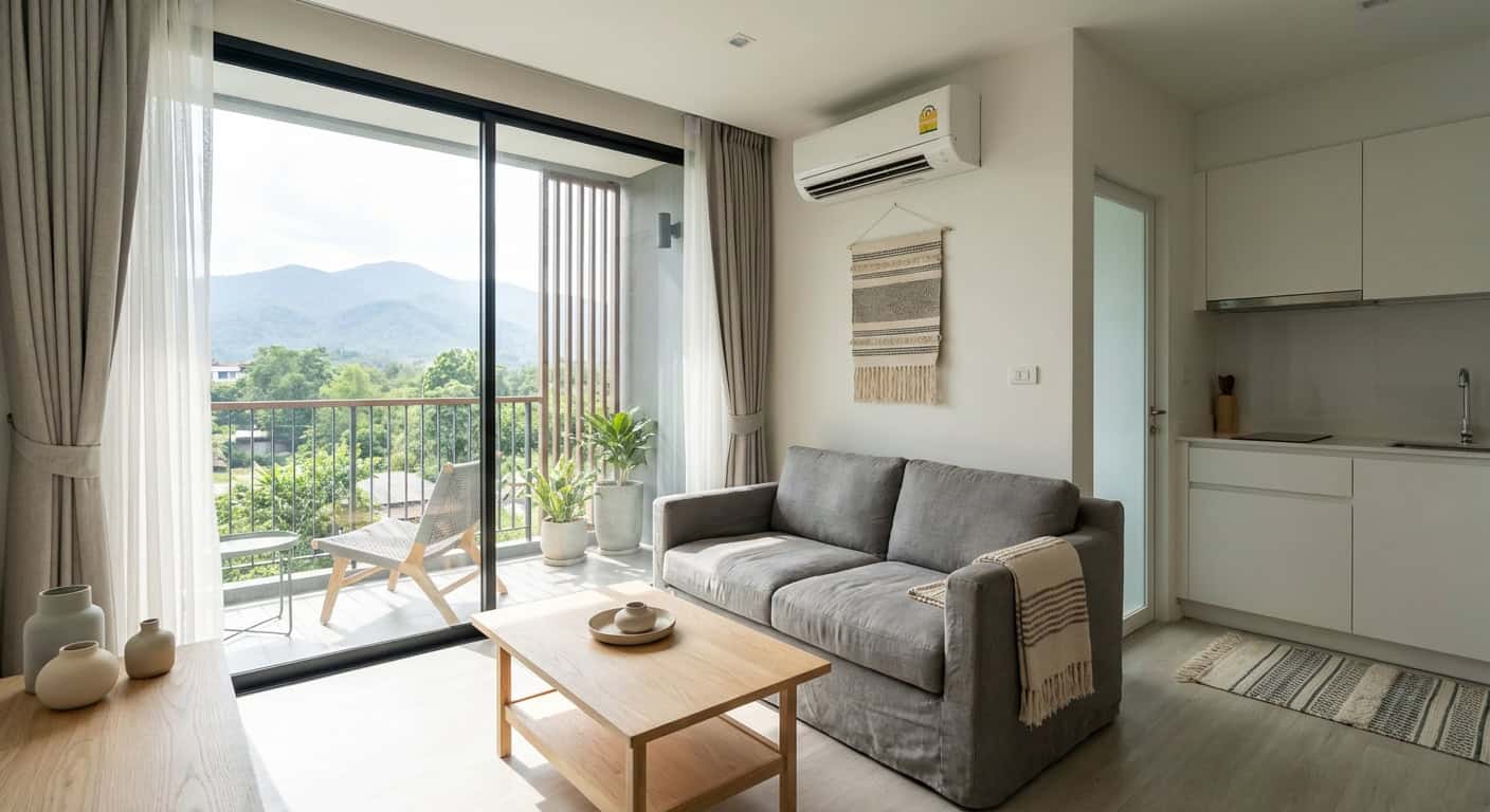 Aerial view of Chiang Mai Old City moat and streets at golden hour