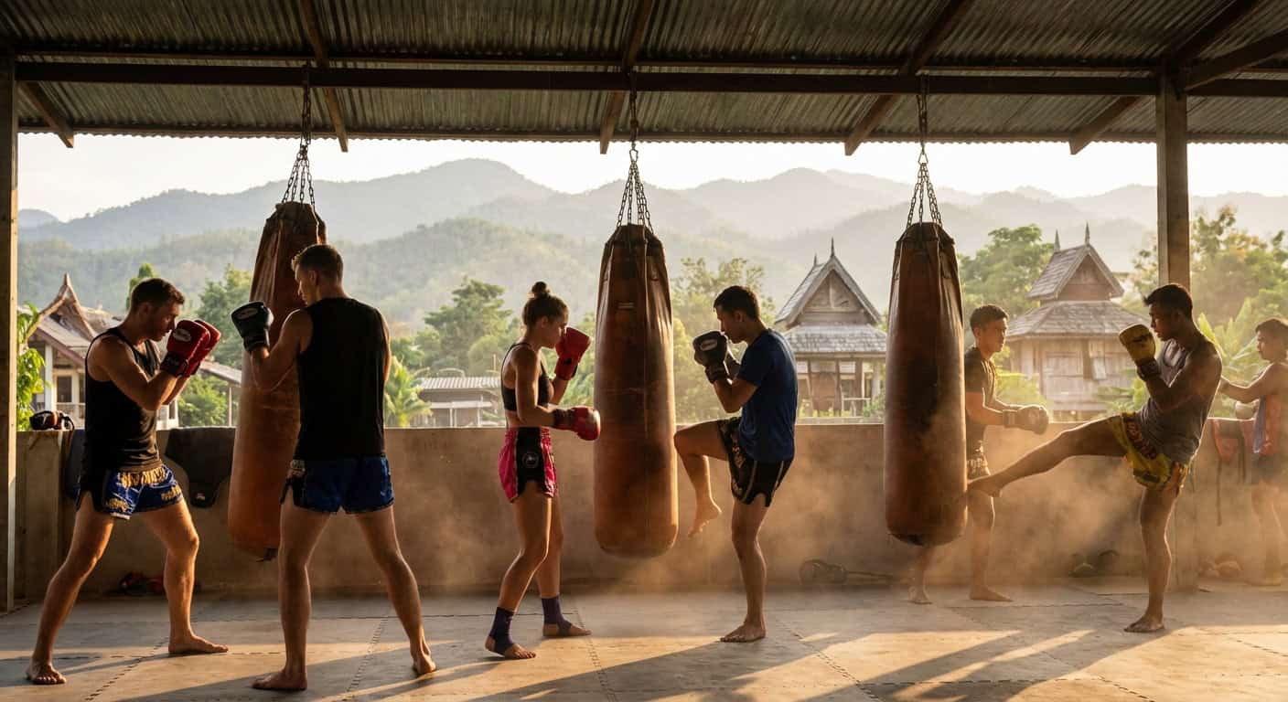 Winding mountain road through green hills on the Samoeng Loop near Chiang Mai