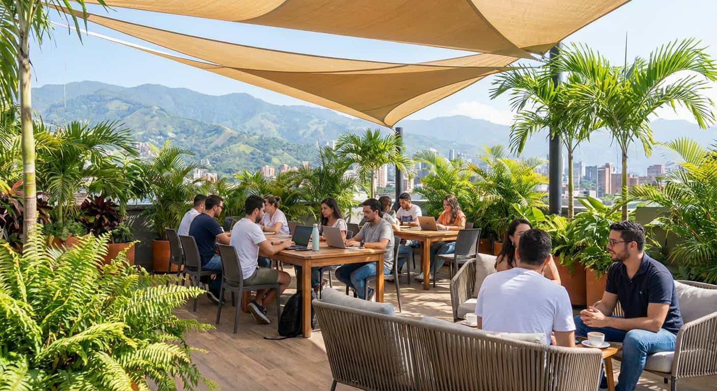 Rooftop coworking terrace
