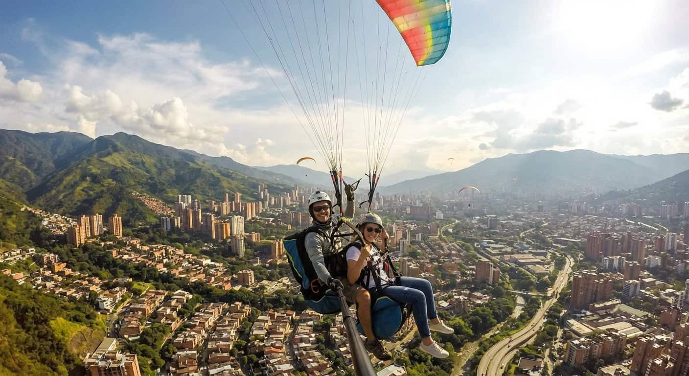 Paragliding over Medellín