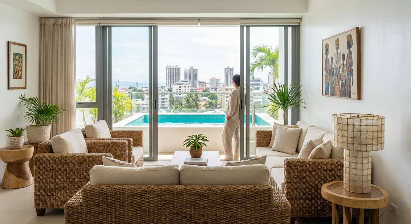 Modern furnished condo apartment in Cebu IT Park with city skyline view