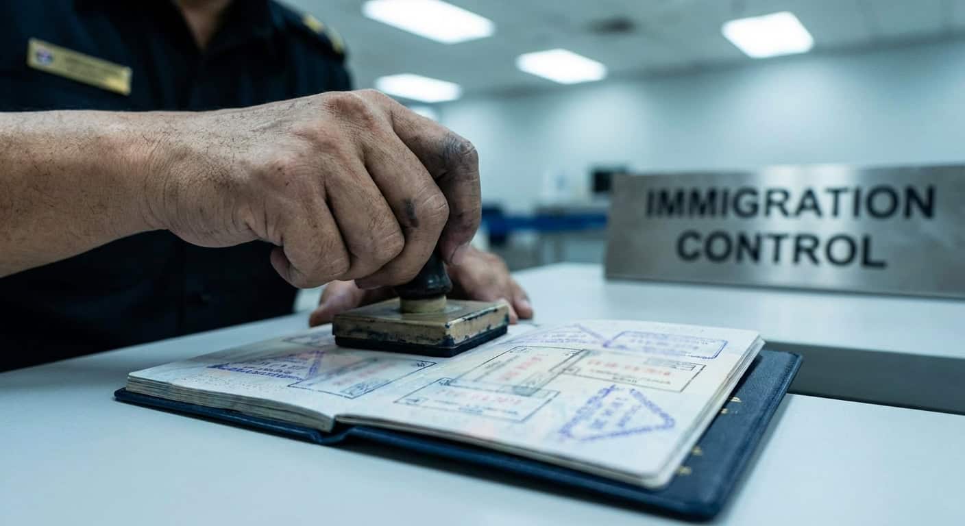 Traveler exploring a busy street market in Kuala Lumpur during a visa run stopover